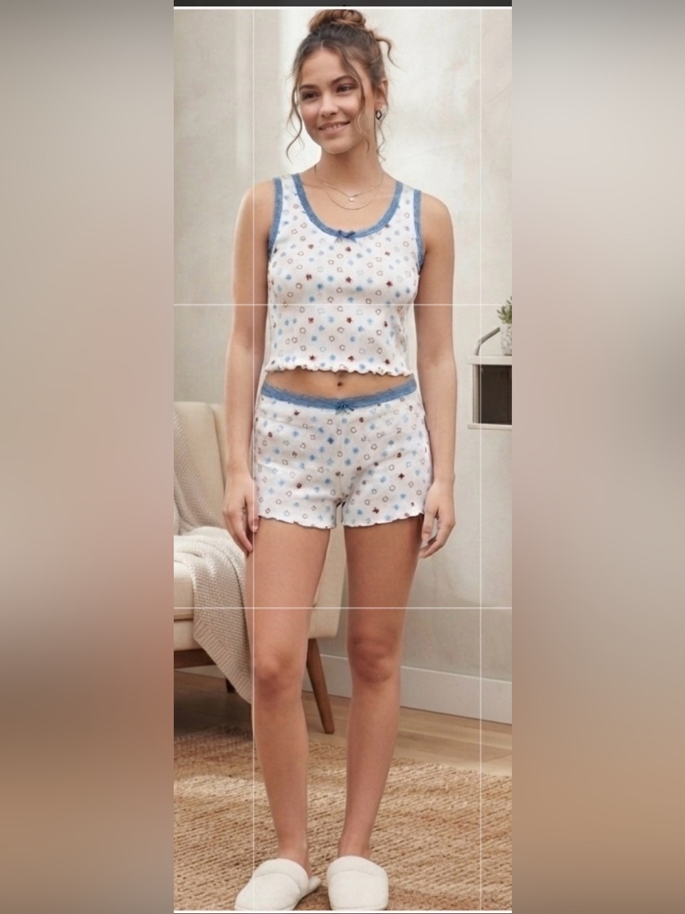 Messy Bun Just Chillin 2 Piece PJ Shorts Set